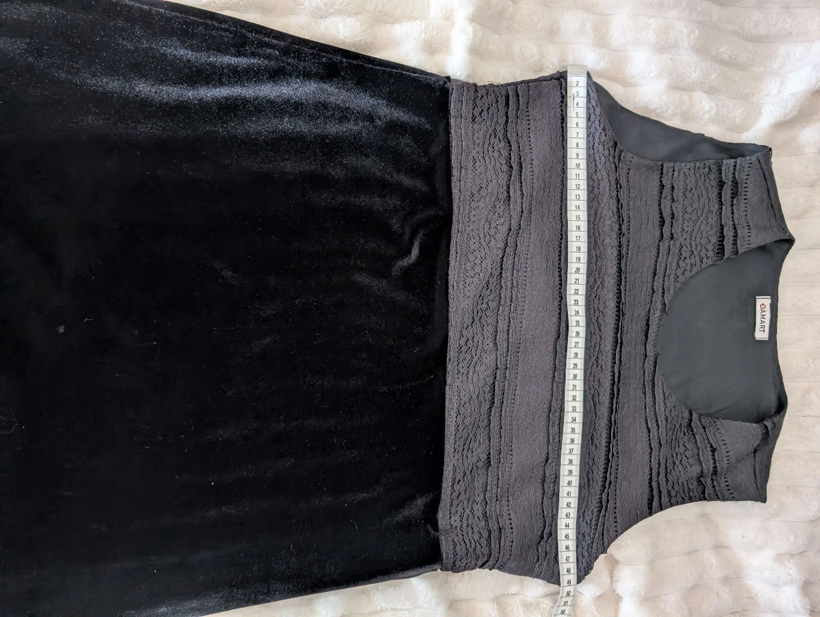 Magnífica vestido negro medio largo Damart - Parte superior de encaje y parte inferior de terciopelo T. 44 – photo 8